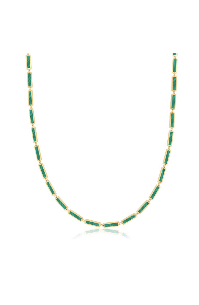 The Lovery Fine Jewelry Malachite Bar Necklace, Main, color, Green