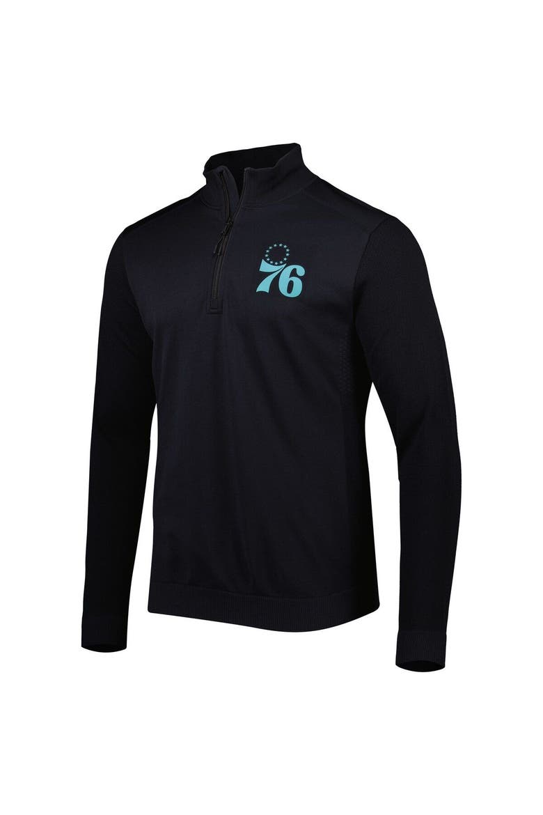 Men's Levelwear Black Philadelphia 76ers Nano Engineered Knit Fabric Quarter-Zip Jacket, Alternate, color, Black