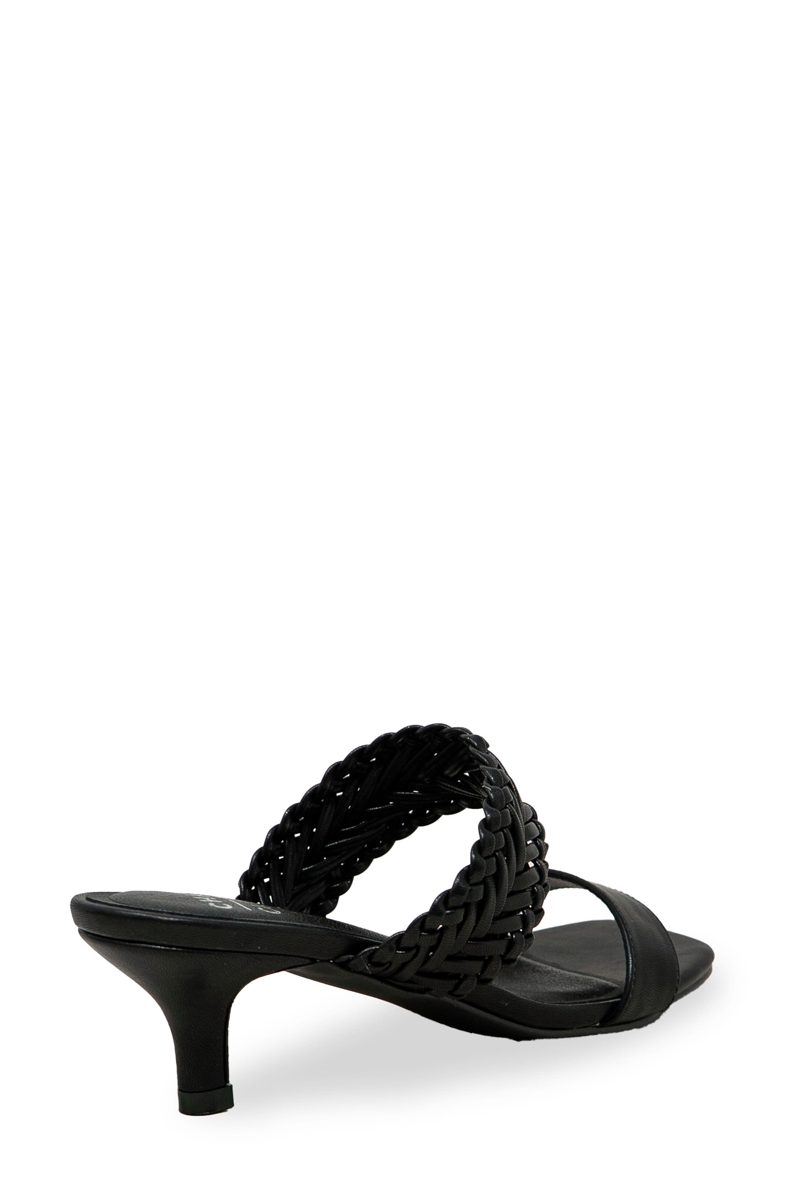 CHASE AND CHLOE Woven Double Strap Kitten Heel Sandal, Alternate, color, Black
