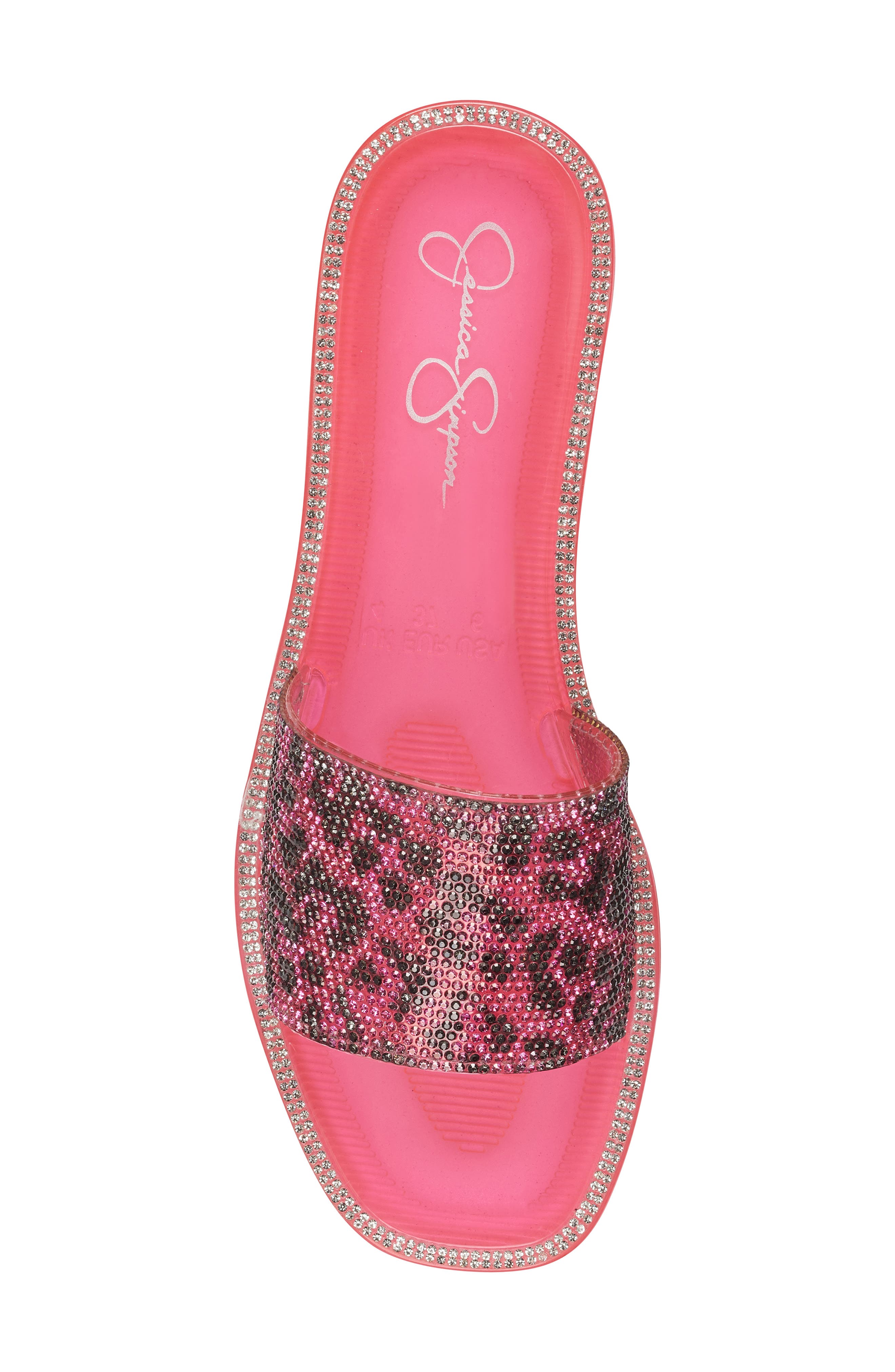 Kassime Crystal Embellished Jelly Slide Sandal, Alternate, color, BLACK/ PINK SYNTHETIC