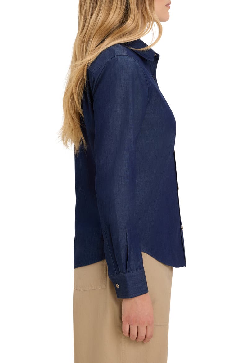 Drapey Denim Shirt, Alternate, color, DARK WASH