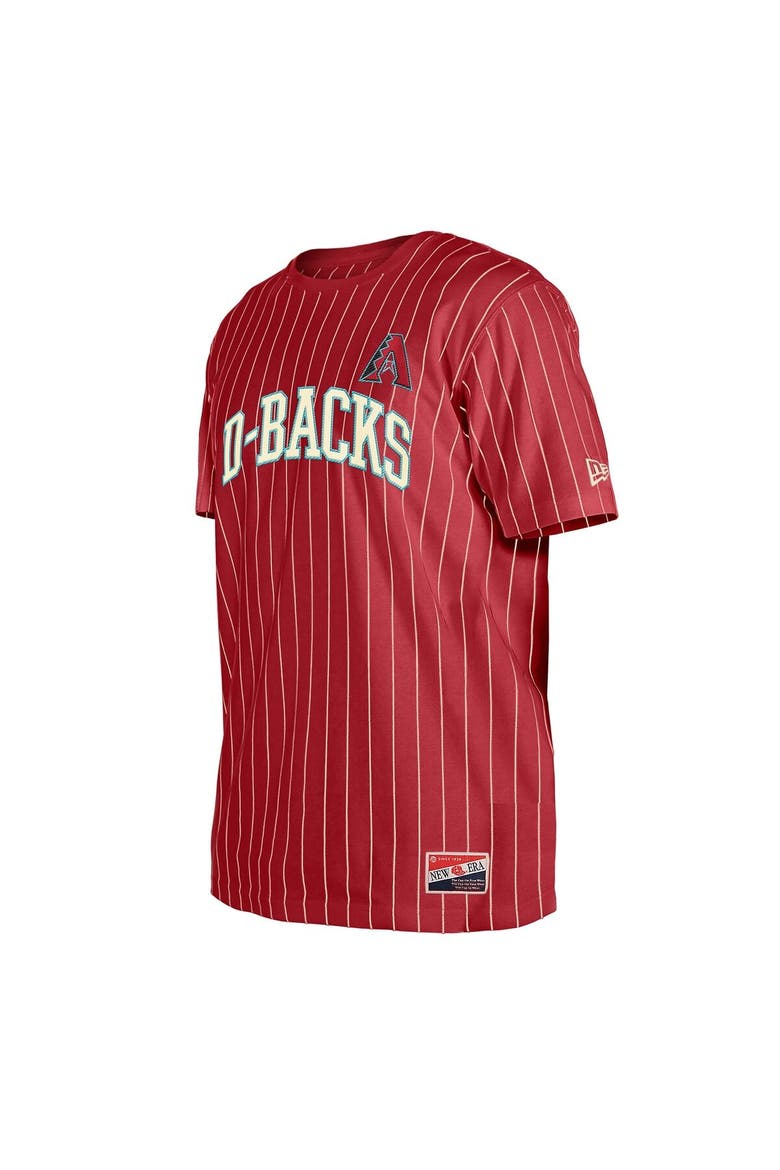Men's New Era Red Arizona Diamondbacks Throwback Pinstripe T-Shirt, Alternate, color, Red