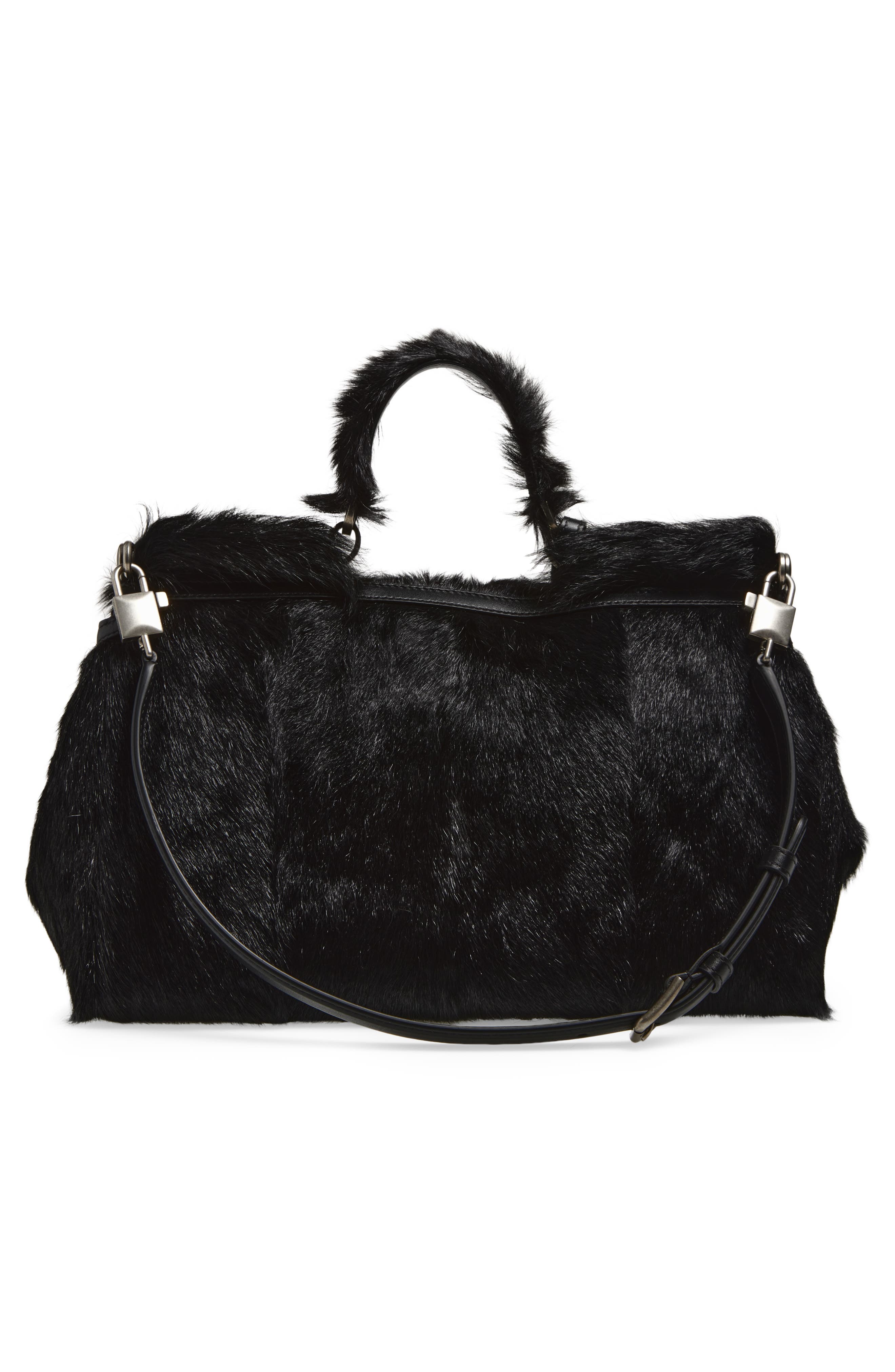 Dolce&Gabbana My Sicily East/West Genuine Calf Hair Top Handle Bag, Alternate, color, 8B956 Nero/ Nero