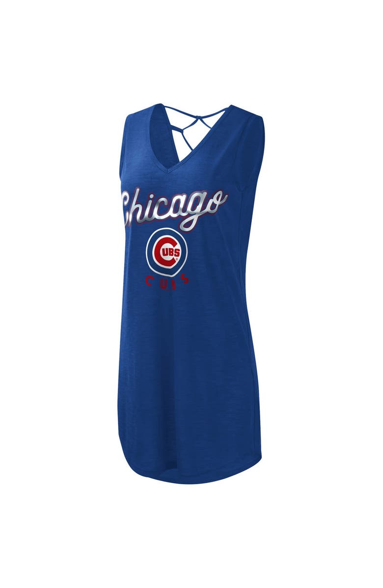 G-III 4HER BY CARL BANKS Women's G-III 4Her by Carl Banks Royal Chicago Cubs Game Time Slub Beach V-Neck Cover-Up Dress, Alternate, color, Royal