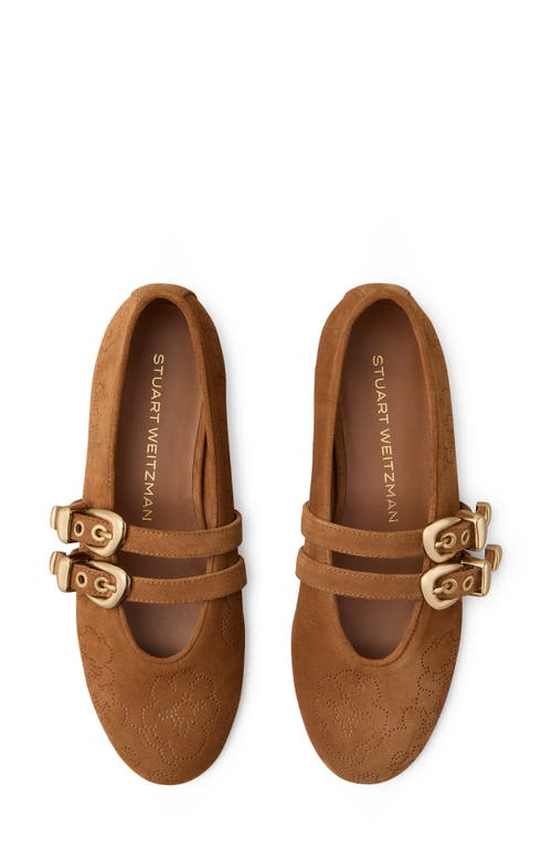 Stuart Weitzman Maven Perforated Suede Mary Jane Flats