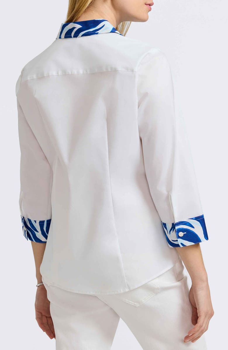 Foxcroft Luna Three-Quarter Sleeve Border Print Button-Up Shirt, Alternate, color,