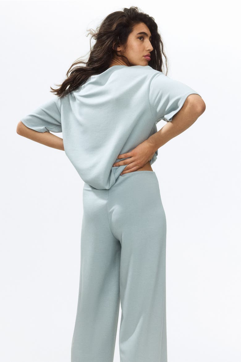 Crease-front Jersey Pants, Alternate, color, Light dusty turquoise