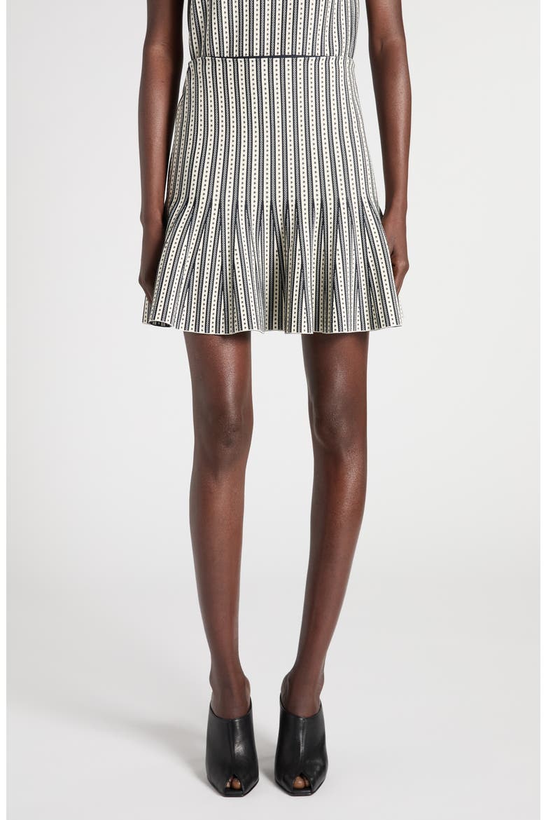 Jacquard Stripe Knit Miniskirt, Main, color, IVORY/NAVY
