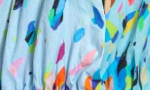 Apny Print Wrap Front Cotton High-low Top In Blue Multi