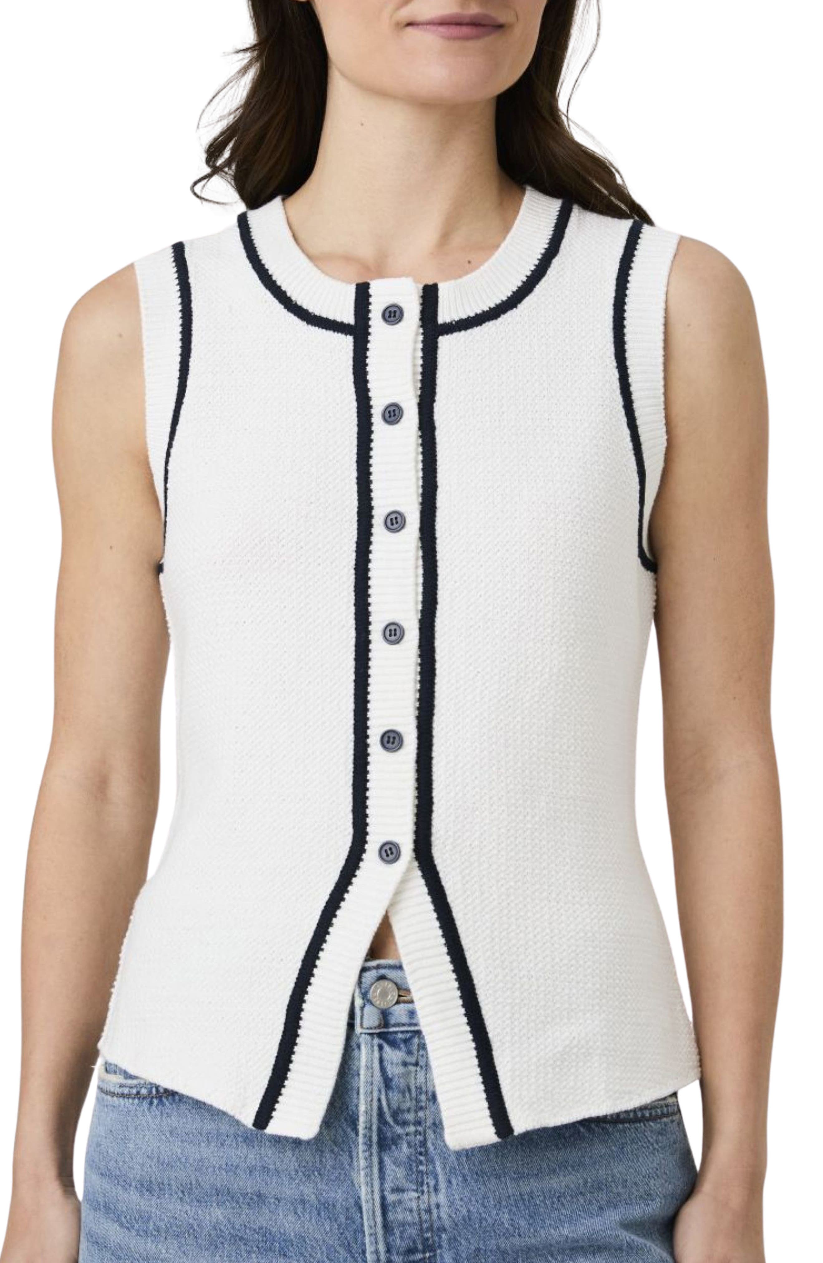 French Connection Contrast Piped Sweater Vest