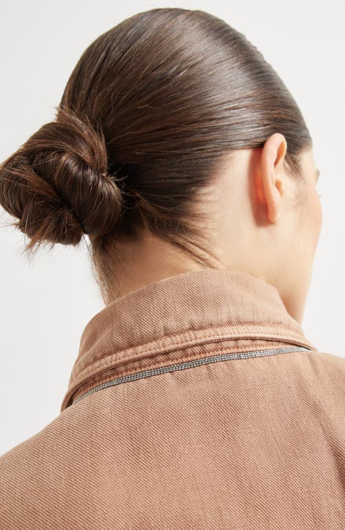 Shop Brunello Cucinelli Overshirt With Monili In Rust Brown