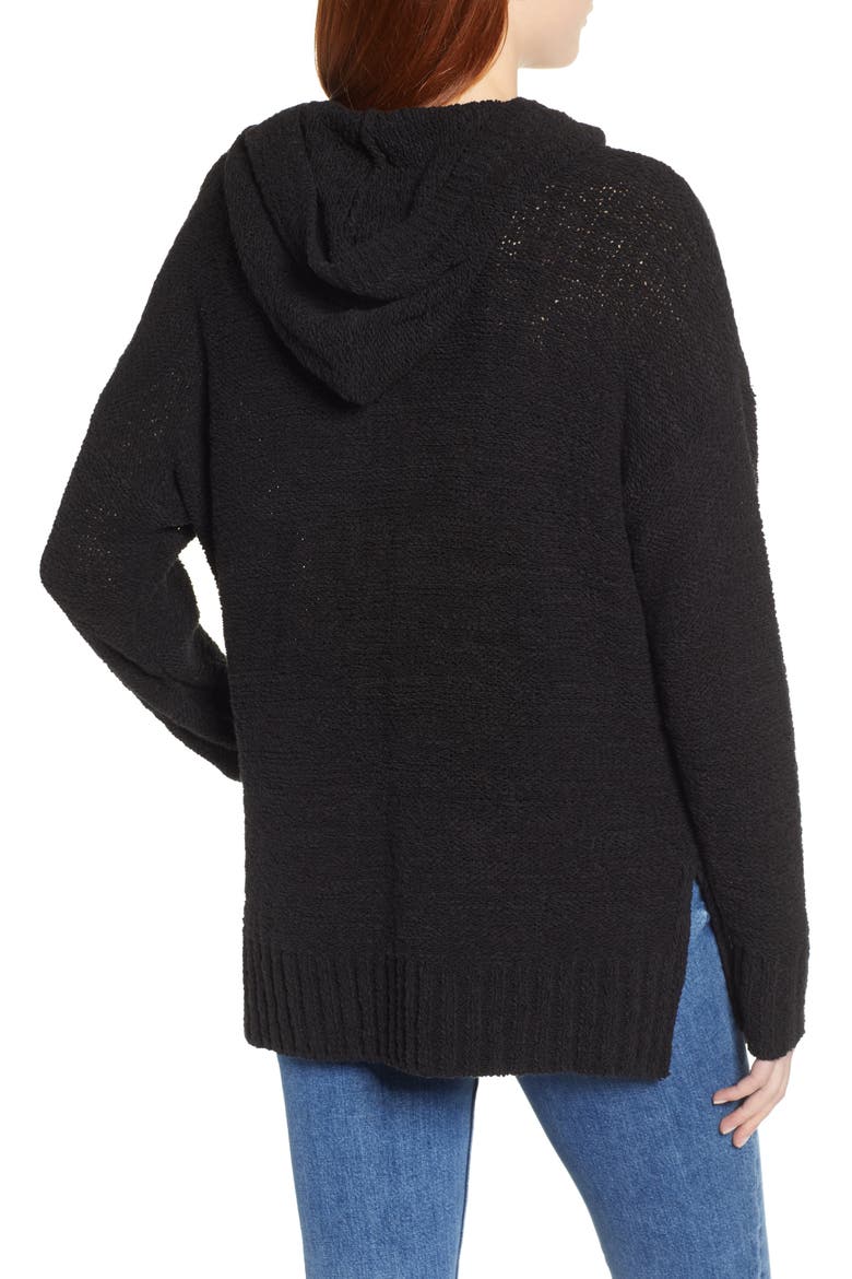 Beachy Hooded Knit Sweater, Alternate, color, BLACK