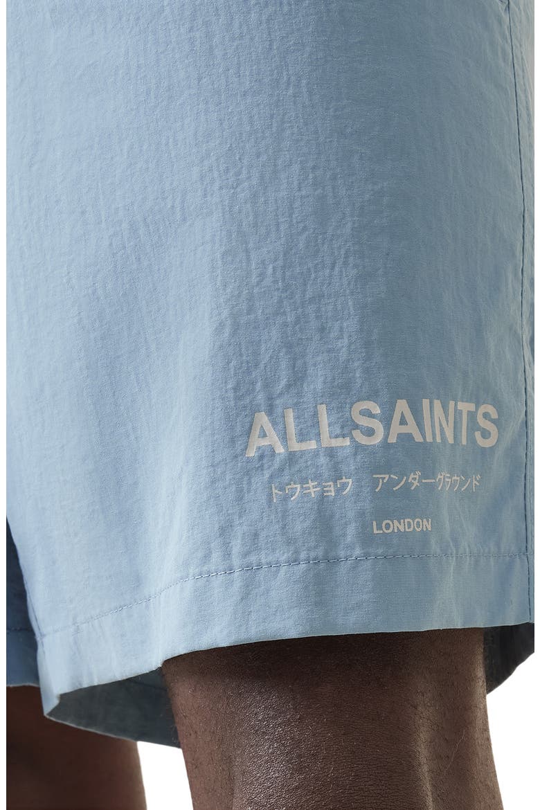 Underground Logo Print Swim Trunks, Alternate, color, BONDI BLUE