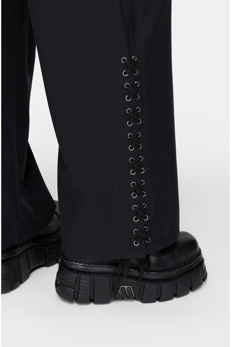 Devon Lace Up Wide Leg Trouser, Alternate, color, Black
