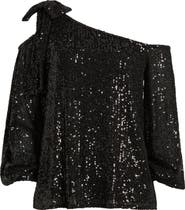 CeCe One-Shoulder Sequin Top