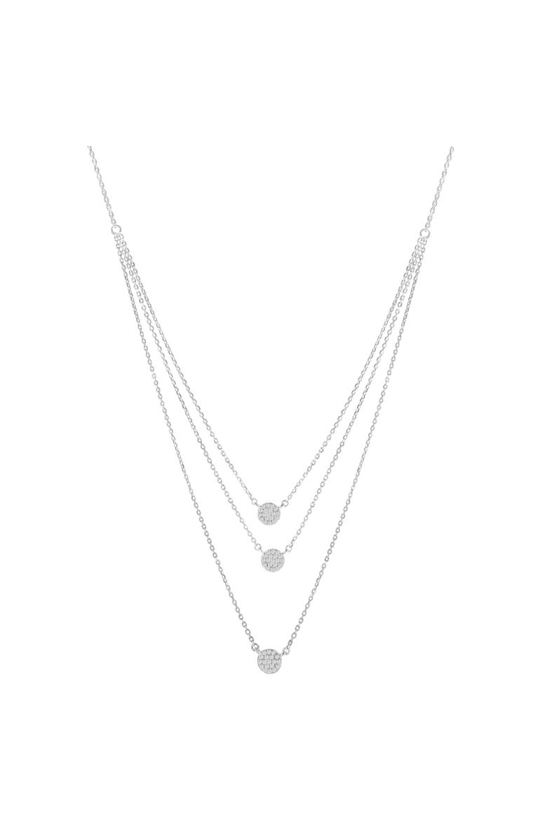 Haus of Brilliance Silver 1/2 Cttw Round Diamond Medallion Multi-Strand Tri Pendant 18" Necklace, Alternate, color, White