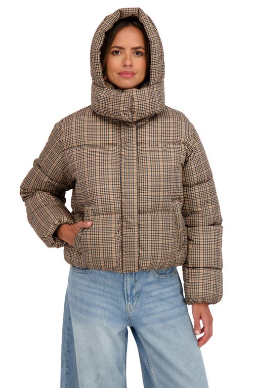 Sebby Short Hooded Puffer Jacket In Brown