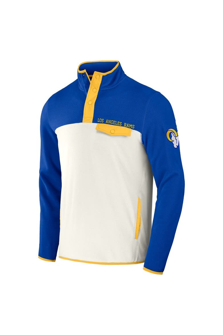 Men's NFL x Darius Rucker Collection by Fanatics Royal/Cream Los Angeles Rams Micro Fleece Quarter-Snap Jacket, Alternate, color, Royal