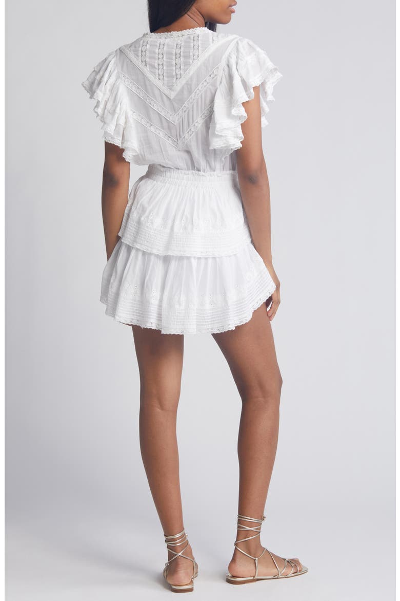 Gwen Ruffle Cotton Eyelet Minidress, Alternate, color, WHITE