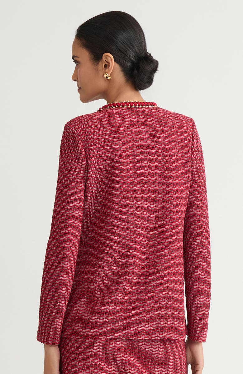 Ming Wang Heritage Whipstitch Chain Trim Knit Jacket, Alternate, color, Holiday/Twig/Black