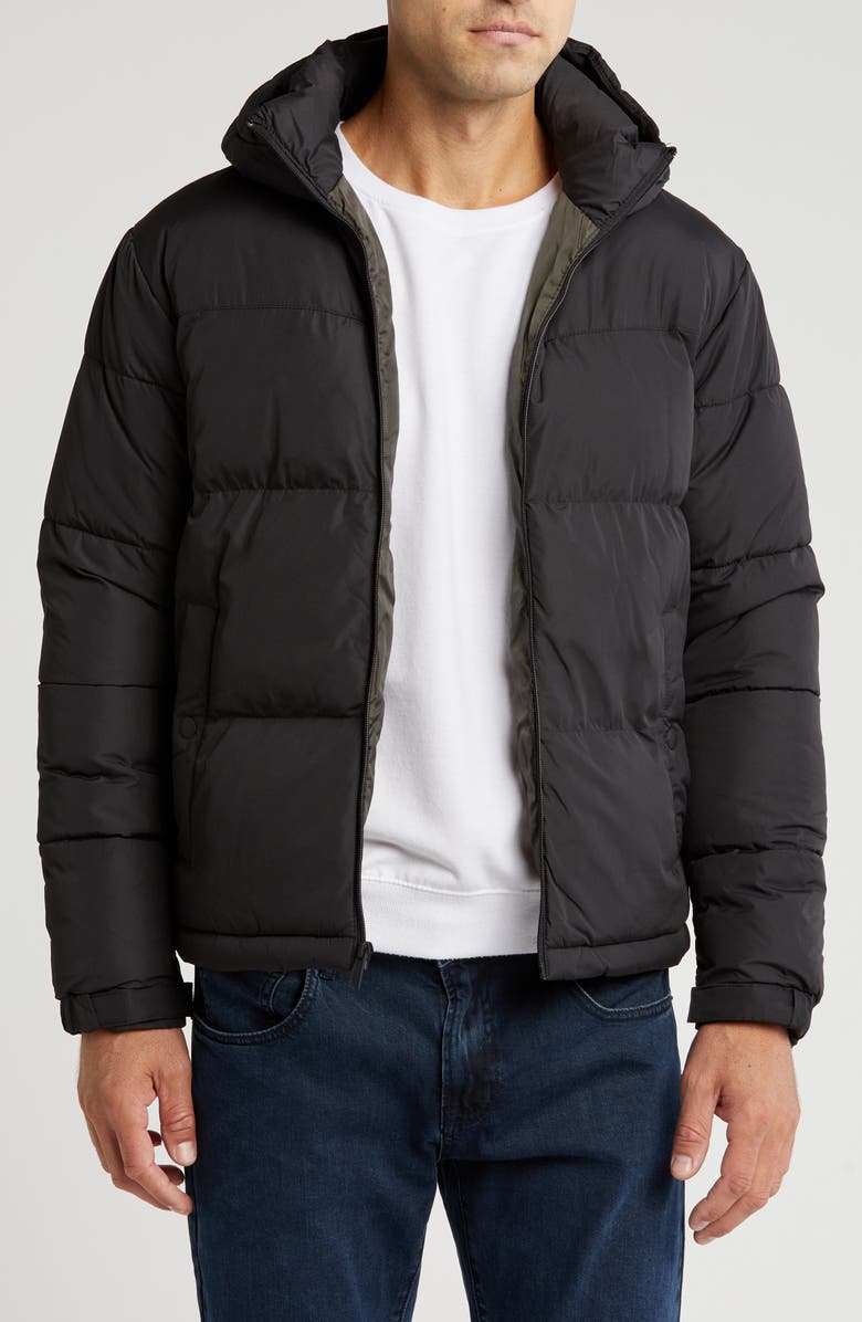 HAWKE & CO Hooded Quilted Jacket, Alternate, color, Black