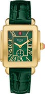 MICHELE Deco Sport Mid Leather Strap Watch, 29mm x 31mm