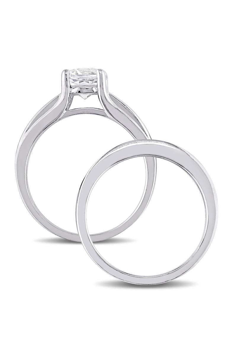 DELMAR Created White Sapphire & Black Diamond Ring Set, Alternate, color, White