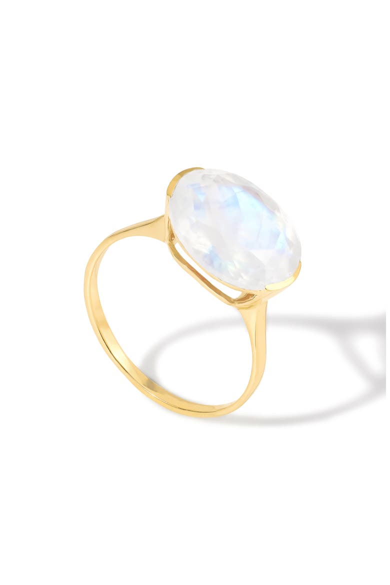 Oval Semiprecious Stone Solitaire Ring, Main, color, BLUE WHITE