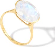 YS GEMS Oval Semiprecious Stone Solitaire Ring