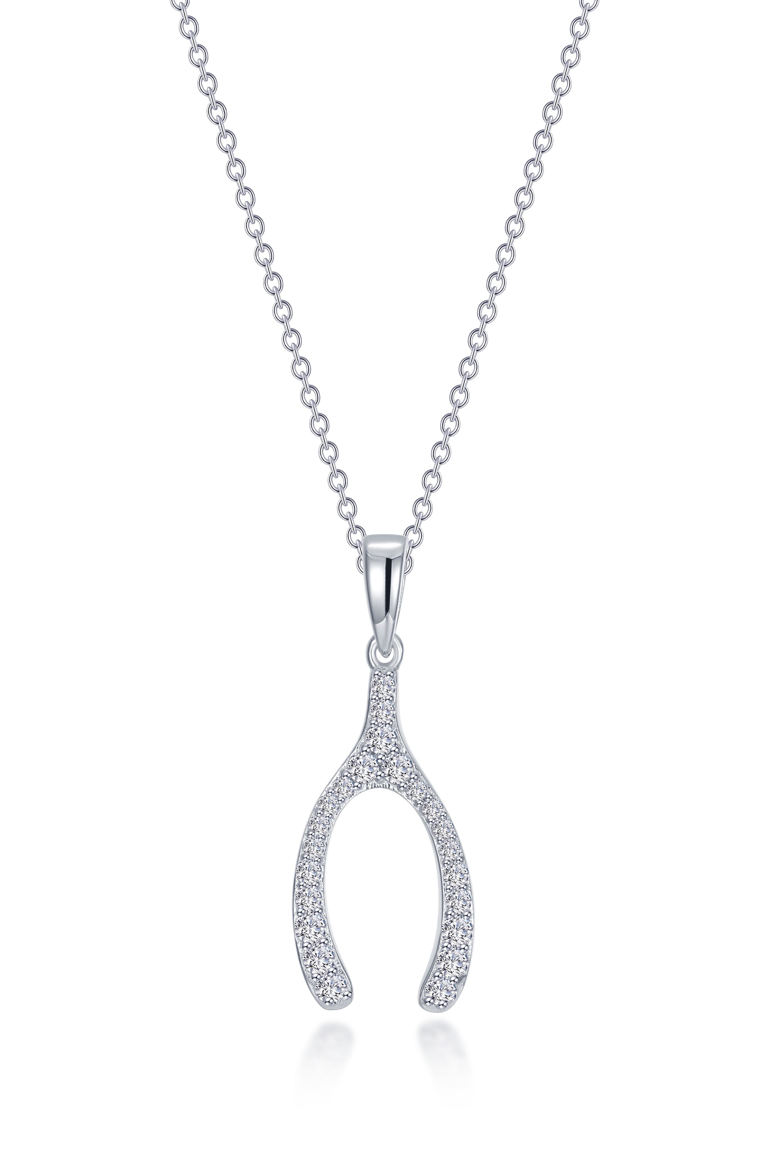 Lafonn Simulated Diamond Wishbone Pendant Necklace