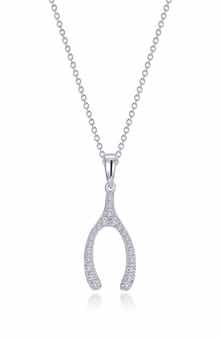 Lafonn Simulated Diamond Wishbone Pendant Necklace