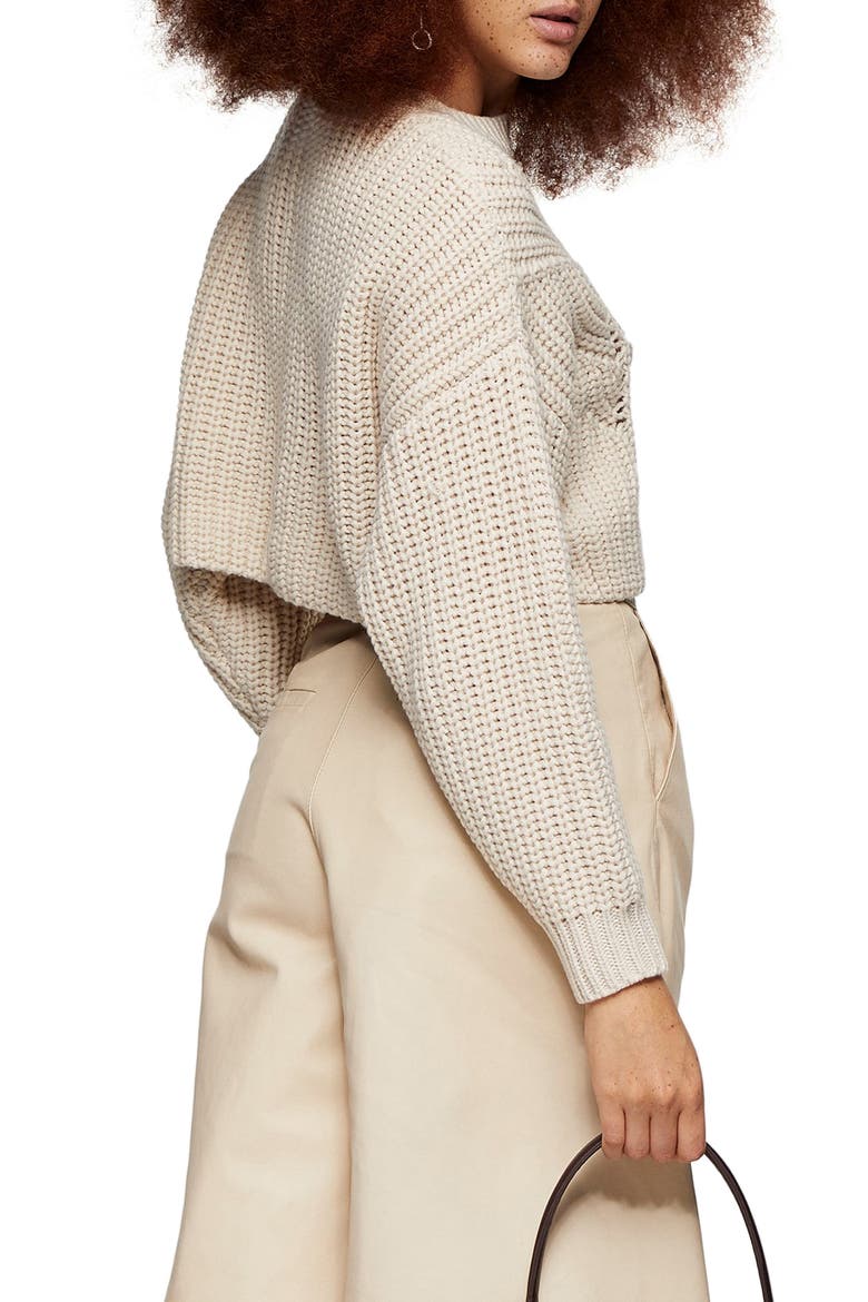 Butterfly Super Crop Sweater, Alternate, color, IVORY