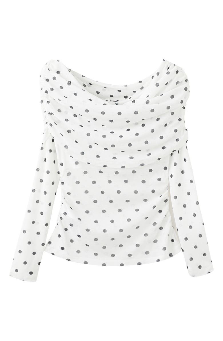 MANGO Off the Shoulder Long Sleeve Top, Alternate, color, White