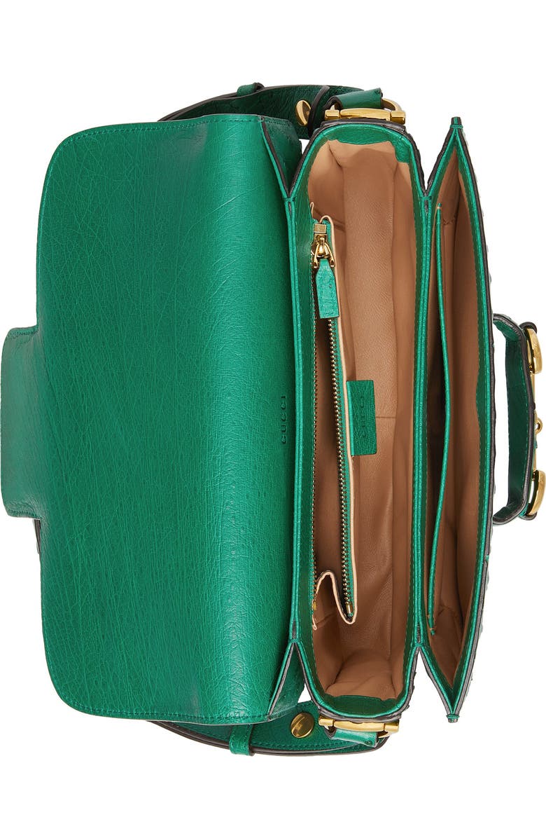 Gucci 1955 Horsebit Ostrich Shoulder Bag, Alternate, color,