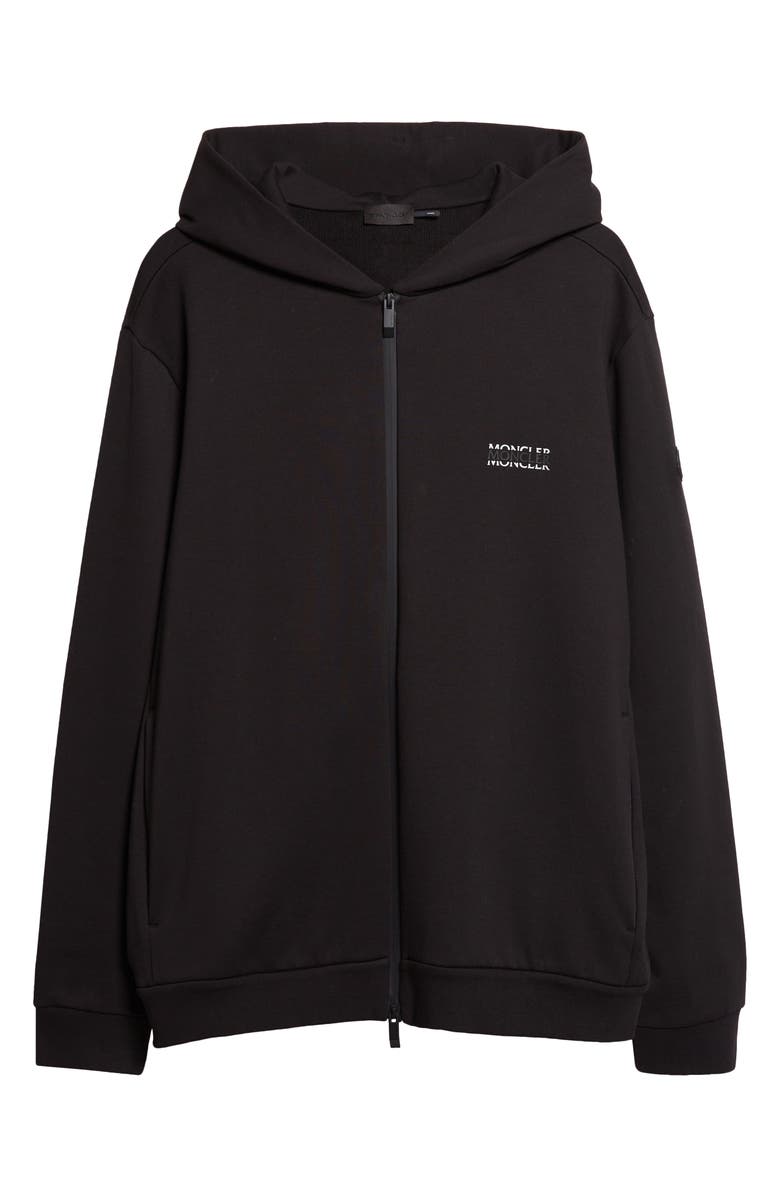 Moncler Cotton Zip Hoodie, Main, color, Black