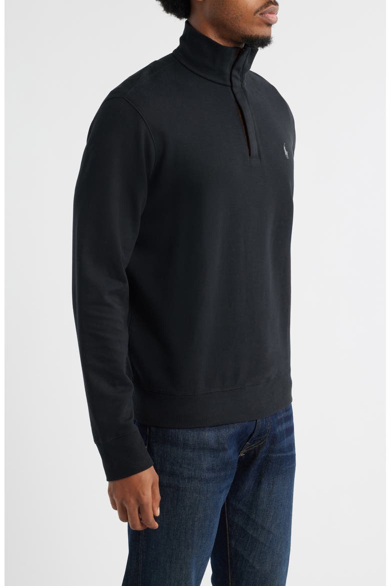 Cotton Blend Quarter Zip Pullover, Alternate, color, POLO BLACK