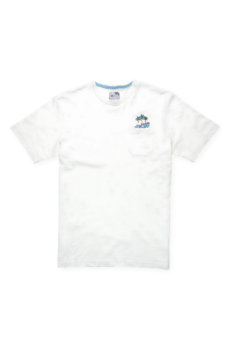 Baja Llama Palmy Waves - Slub Pima Pocket Tee, Main, color, White