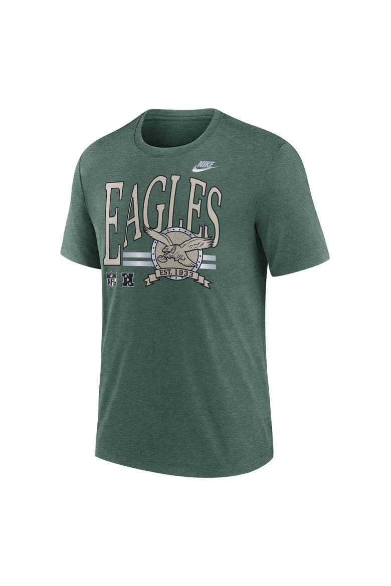Men's Nike Heather Green Philadelphia Eagles Rewind Tri-Blend T-Shirt, Alternate, color, Heather Green