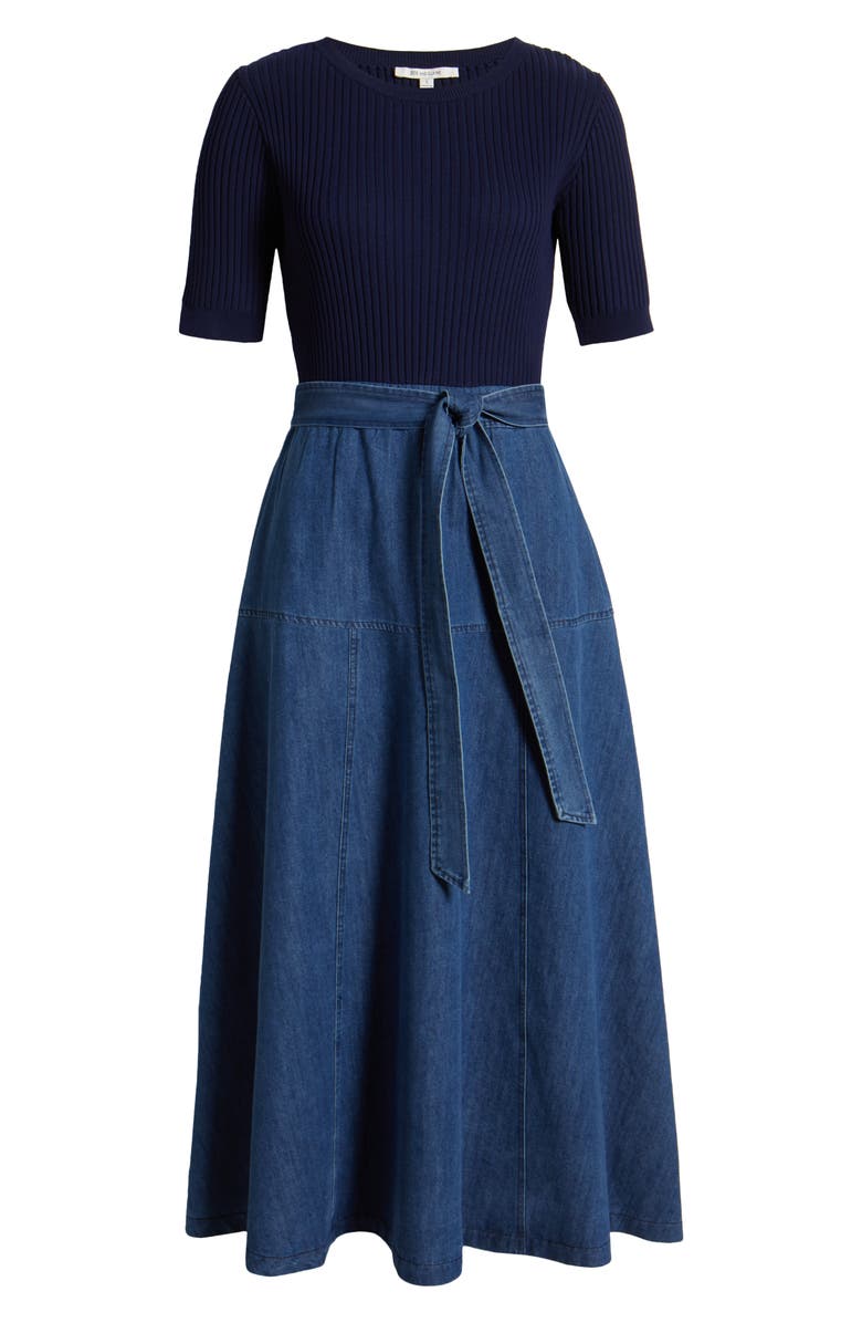 ZOE AND CLAIRE Mixed Media Denim Dress, Alternate, color, 