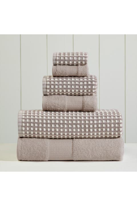 Luxury Spa Cobblestone Quick Dry 6-Piece Towel Set - White