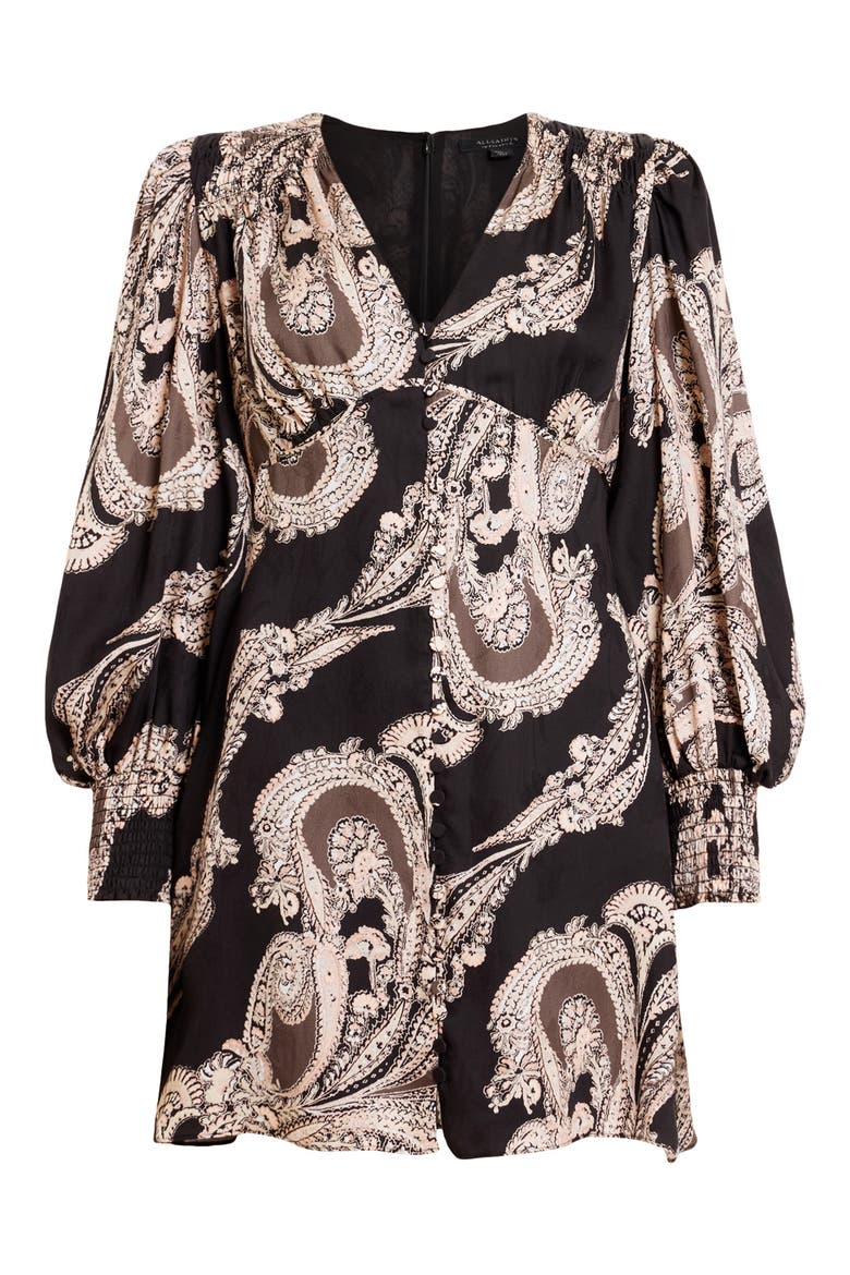 Auden Paisley Print Long Sleeve Minidress, Alternate, color, LITA BLACK