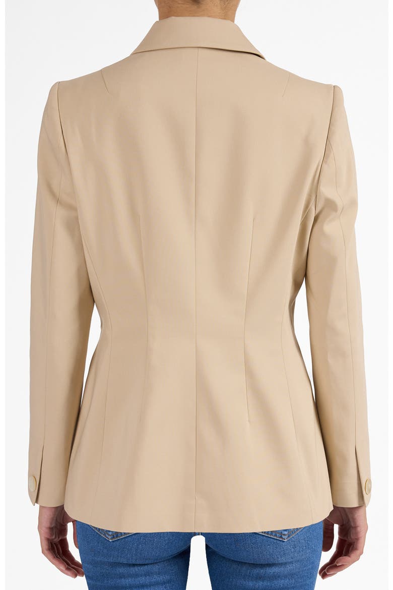 Mara Asymmetrical Blazer in Cotton Stretch, Alternate, color, Latte