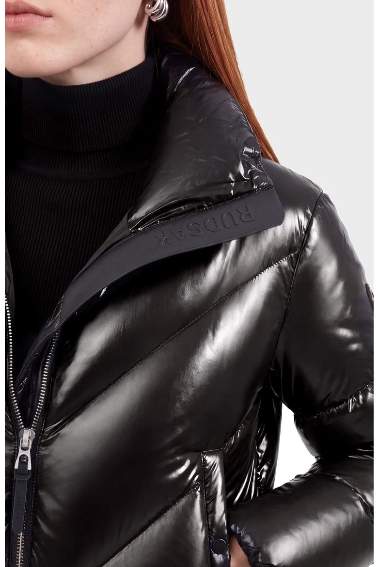 Anslie C Glossy Down Puffer, Alternate, color, Black