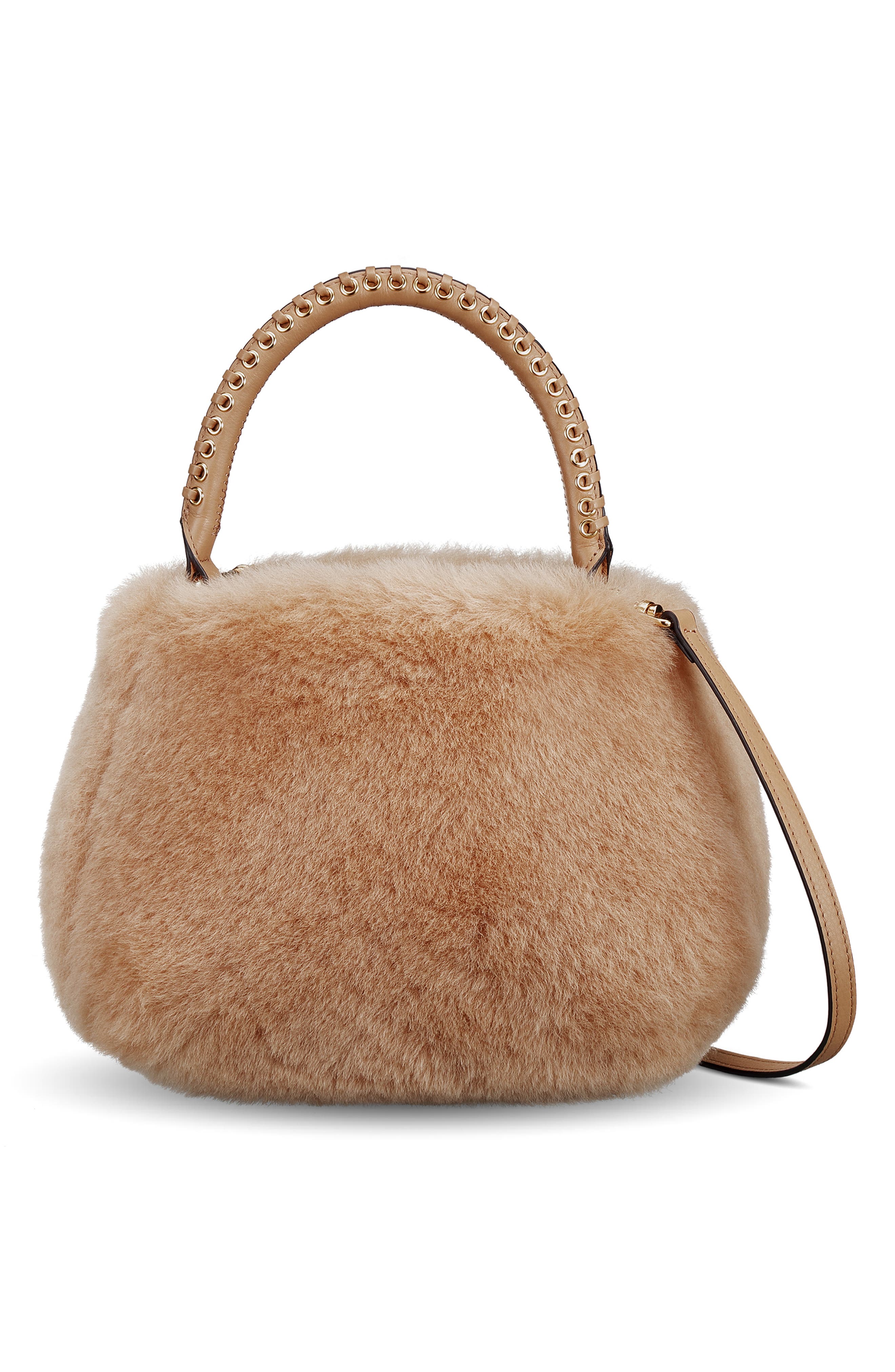 AIMEE Top Handle Genuine Shearling & Leather Crossbody Bag, Alternate, color, 