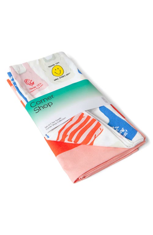 Doiy Corner Shop 2-pack Cotton Tea Towels In Multi
