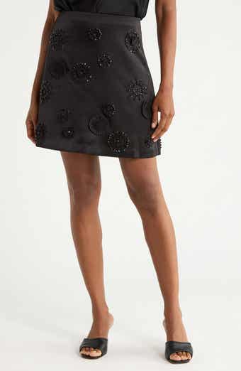 Abrielle Beaded Satin Miniskirt