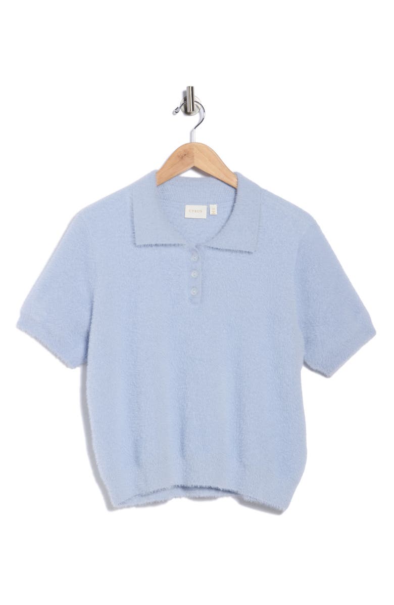 CYRUS Eyelash Knit Polo Sweater, Alternate, color, Cashmere Blue