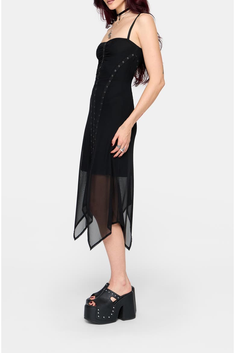 Virella Mesh Cami Midi Dress, Alternate, color, Black