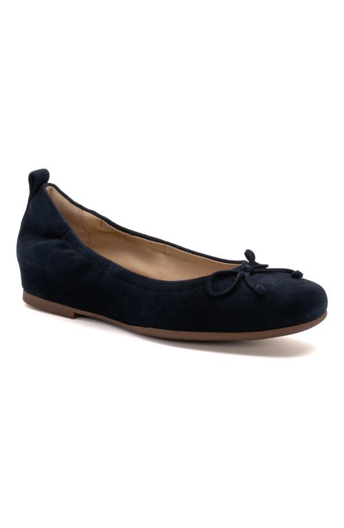 Abeo Cadence Bow Ballet Flat In Navy Suede - Regular