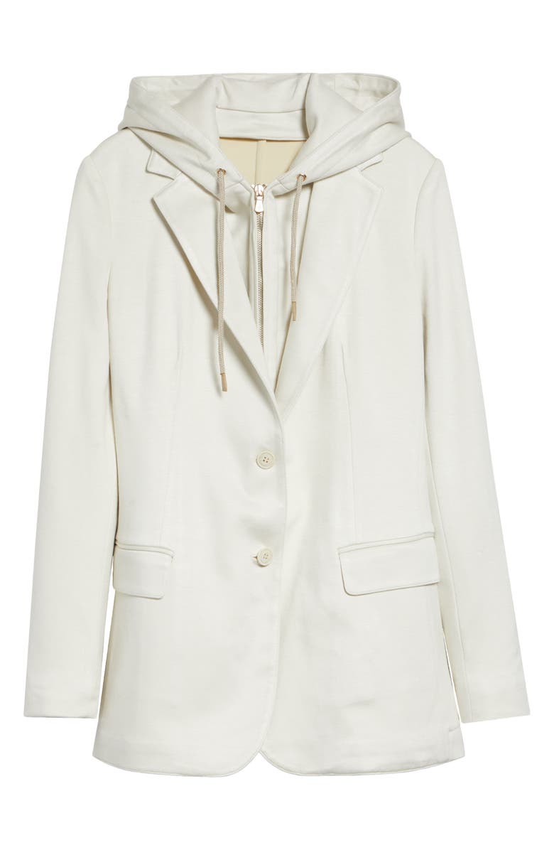 Eleventy Cotton Blend Knit Jacket with Hoodie Bib Inset, Main, color, 00 Ivory